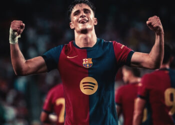 Pau Victor celebrates following brace against Real Madrid