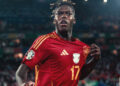 Nico Williams celebrates goal with Spain as speculation with Barcelona mounts